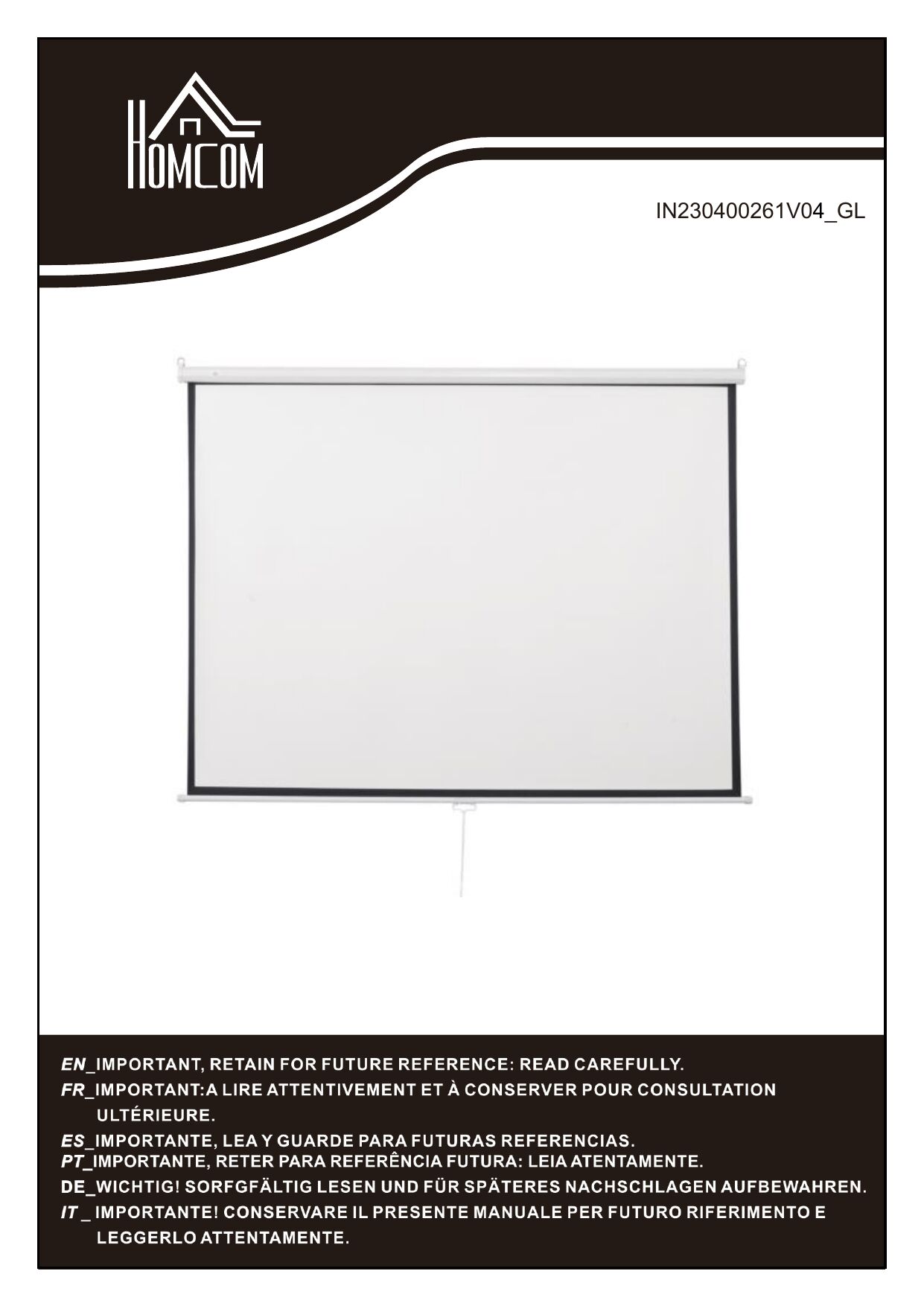 Pantalla de Proyector Plástico HOMCOM Blanco