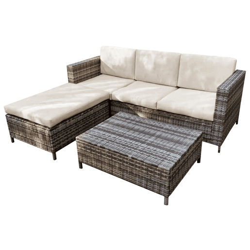 Set LANZAROTE II chaise longue com puff e mesa castanho Set LANZAROTE II chaise longue com puff e mesa castanho