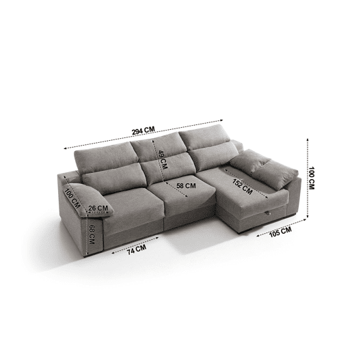 Chaise longue KLEE dereita 4 lugares vison