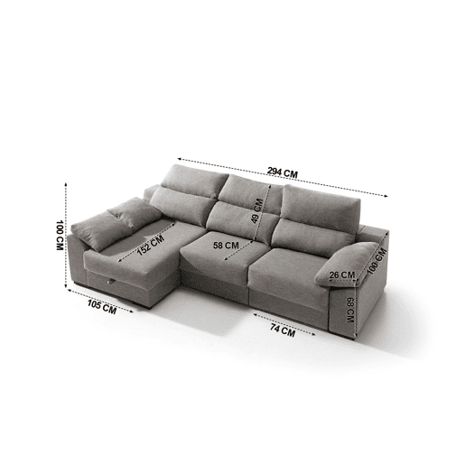 Chaise longue KLEE esquerda 4 lugares vison Chaise longue KLEE esquerda 4 lugares vison