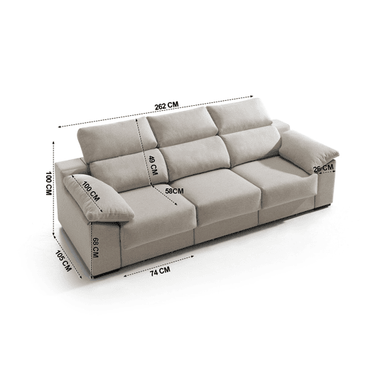 Sofá 4 lugares XL KLEE cor bege