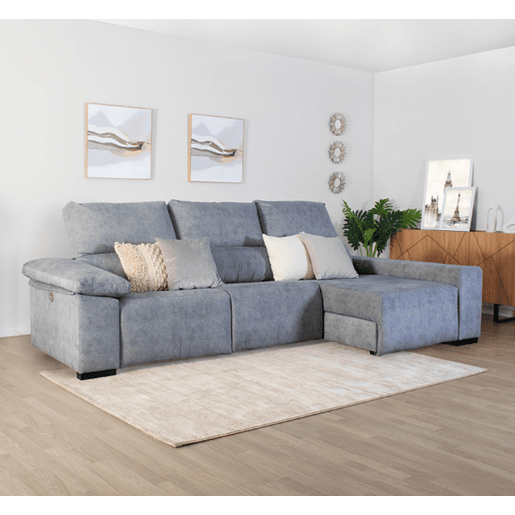 Chaise longue relax elétrico BALTIA dereita 4 lugares cinza claro