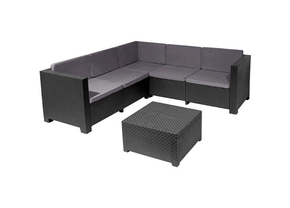 Set jardín OASIS con sofá rinconera 5 plazas y mesa de centro