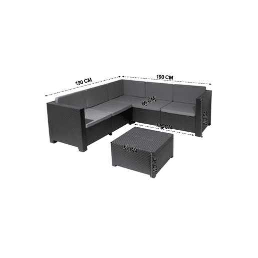 Set de jardim OASIS sofá de canto 5 lugares com mesa de centro