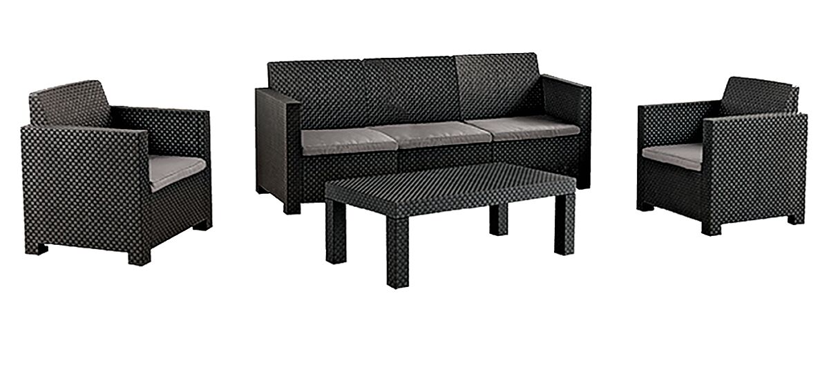 Set jardín MAHINA con sofá 3 plazas 2 sillones y mesa de centro