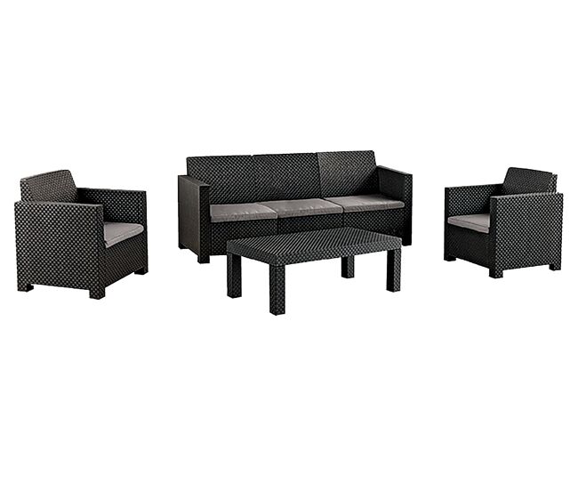 Set jardín mahina con sofá 3 plazas 2 sillones y mesa de centro