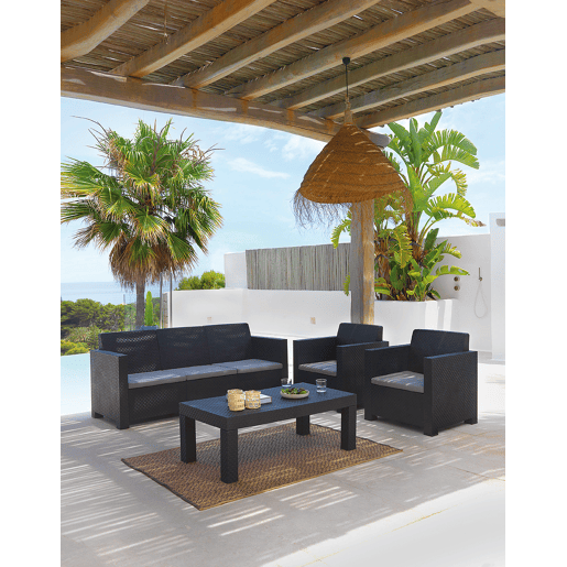 Set de jardim MAHINA sofá 3 lugares, 2 poltronas e mesa de centro