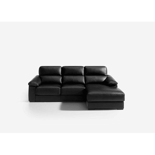 Chaise longue pele WILLY dereita 4 lugares preto