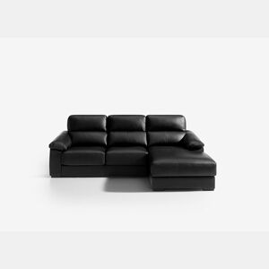 Chaise longue pele WILLY dereita 4 lugares preto