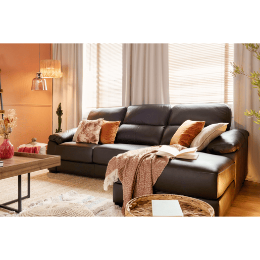 Chaise longue pele WILLY dereita 4 lugares preto