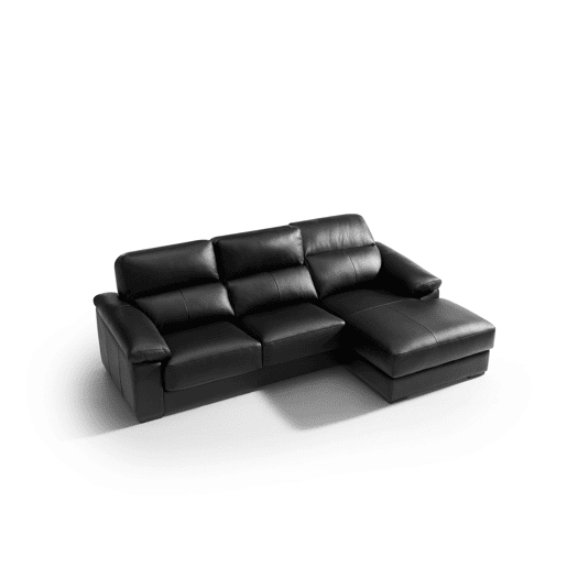 Chaise longue pele WILLY dereita 4 lugares preto