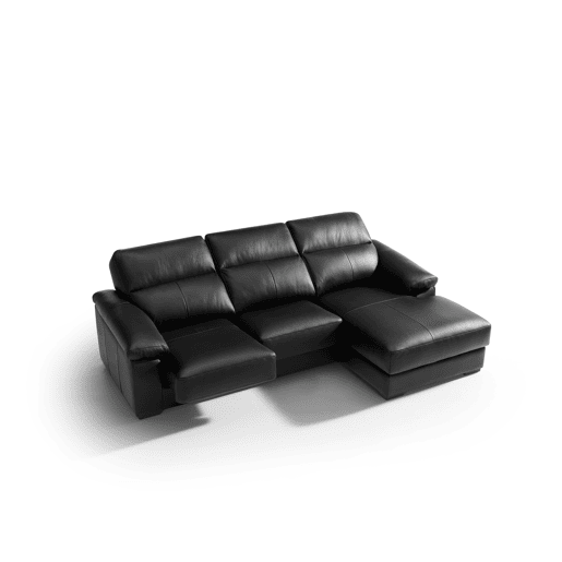 Chaise longue pele WILLY dereita 4 lugares preto