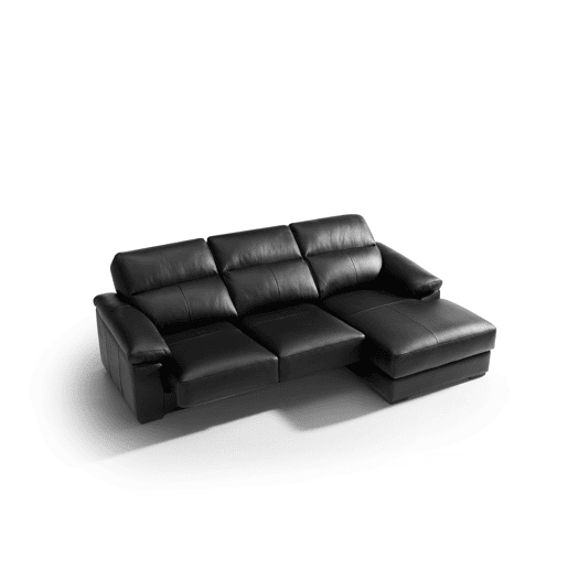 Chaise longue pele WILLY dereita 4 lugares preto