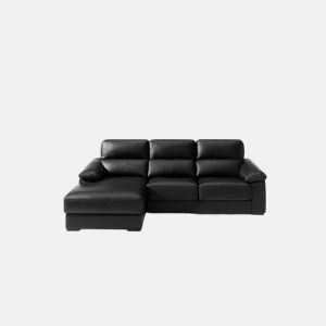 Chaise longue pele WILLY esquerda 4 lugares preto