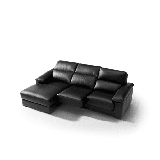 Chaise longue pele WILLY esquerda 4 lugares preto