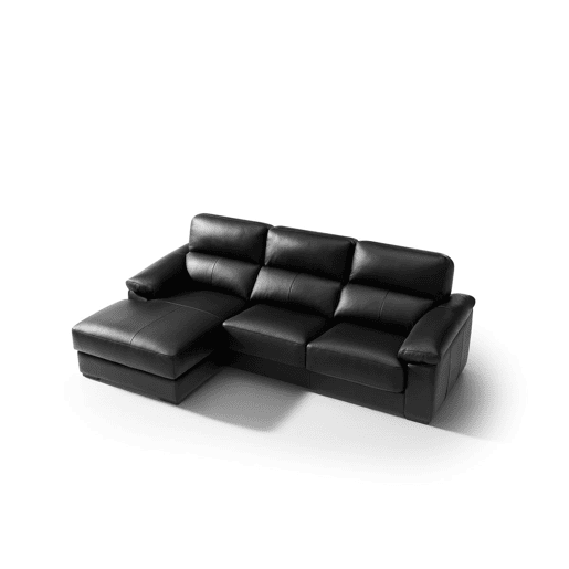 Chaise longue pele WILLY esquerda 4 lugares preto