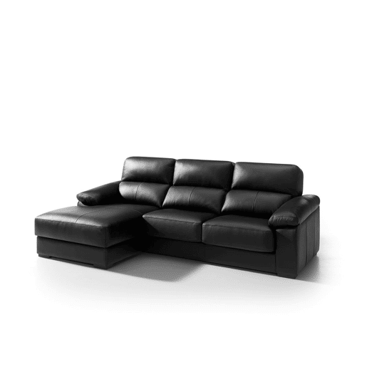 Chaise longue pele WILLY esquerda 4 lugares preto