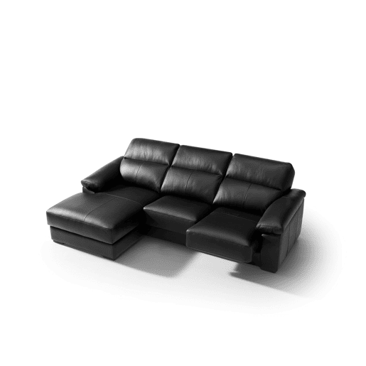 Chaise longue pele WILLY esquerda 4 lugares preto