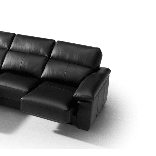 Chaise longue pele WILLY esquerda 4 lugares preto