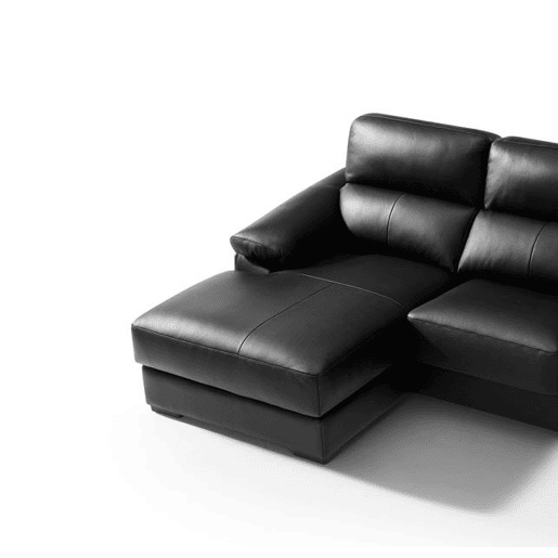 Chaise longue pele WILLY esquerda 4 lugares preto