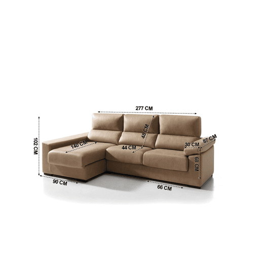 Chaise longue 4 lugares BEA lado esquerdo cor visón