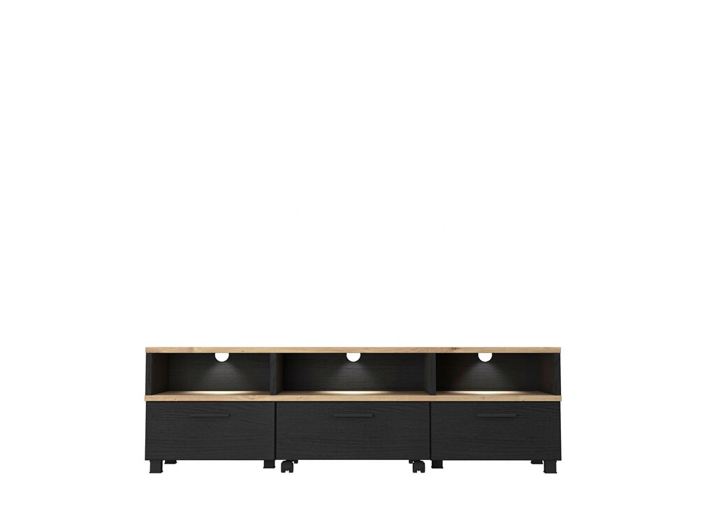Mueble de TV LAKMOS roble negro y artisan