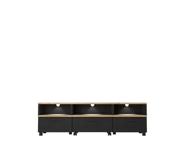Mueble de TV LAKMOS roble negro y artisan