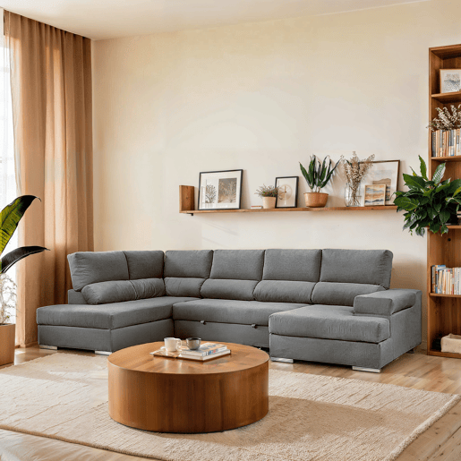 Sofá de canto com cama 5 lugares BARI XXL lado esquerdo antracite