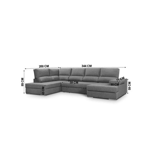 Sofá de canto com cama 5 lugares BARI XXL lado esquerdo antracite