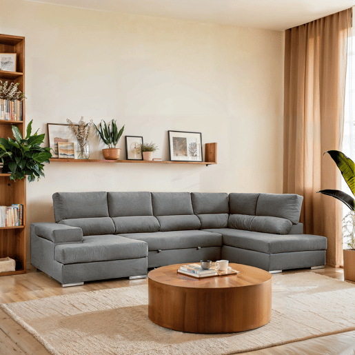 Sofá de canto com cama 5 lugares BARI XXL lado direito antracite