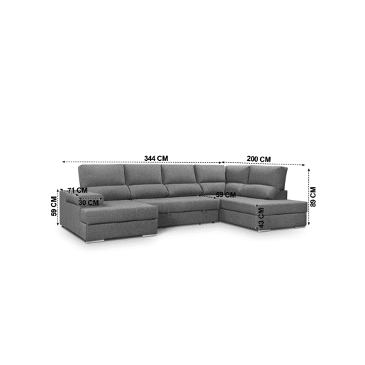 Sofá de canto com cama 5 lugares BARI XXL lado direito antracite