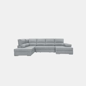 Sofá de canto com cama 5 lugares BARI XXL lado esquerdo cor azul