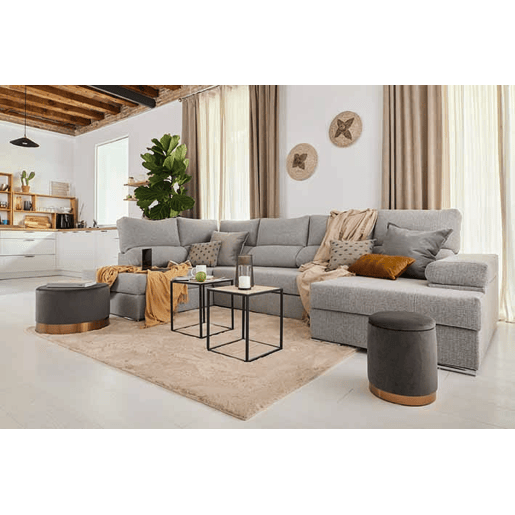Sofá de canto com cama 5 lugares BARI XXL lado esquerdo cor azul