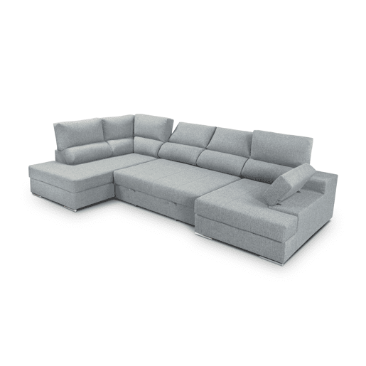 Sofá de canto com cama 5 lugares BARI XXL lado esquerdo cor azul