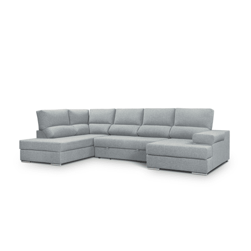 Sofá de canto com cama 5 lugares BARI XXL lado esquerdo cor azul