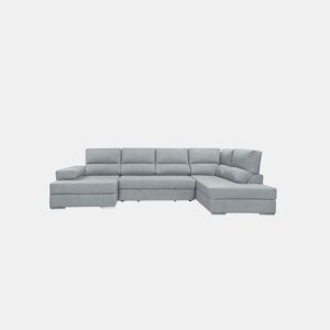 Sofá de canto com cama 5 lugares BARI XXL lado direito cor azul