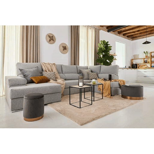 Sofá de canto com cama 5 lugares BARI XXL lado direito cor azul