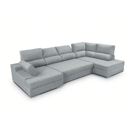 Sofá de canto com cama 5 lugares BARI XXL lado direito cor azul