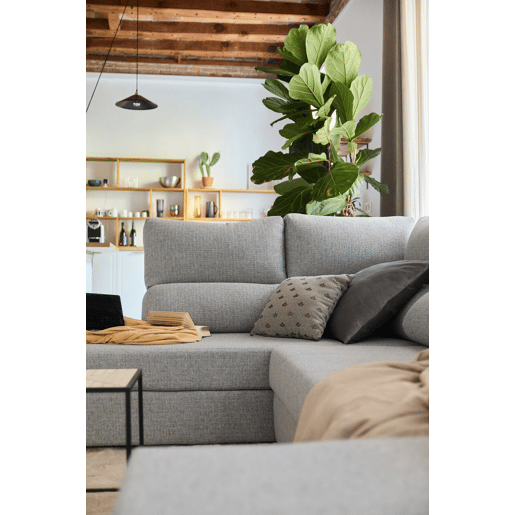 Sofá de canto com cama 5 lugares BARI XXL lado direito cor azul