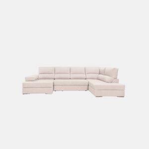 Sofá de canto com cama 5 lugares BARI XXL lado direito cor bege