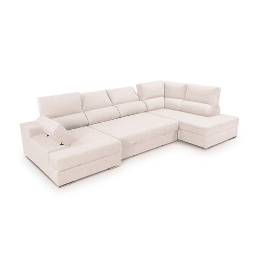 Sofá de canto com cama 5 lugares BARI XXL lado direito cor bege