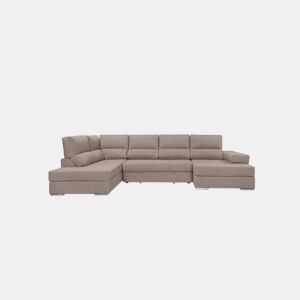 Sofá de canto com cama 5 lugares BARI XXL lado esquerdo cor visón