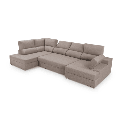 Sofá de canto com cama 5 lugares BARI XXL lado esquerdo cor visón