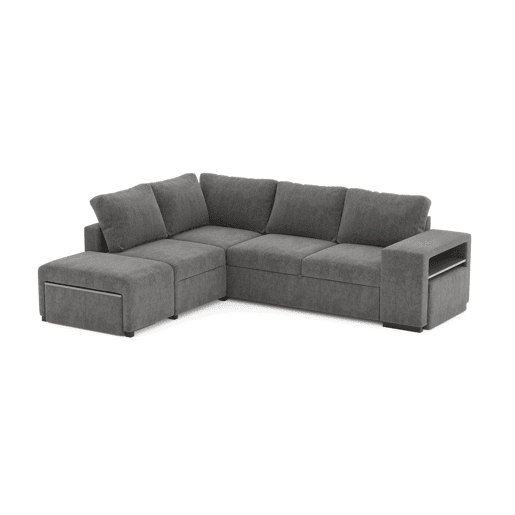 Sofá de canto ELTONEL com cama reversível 3 lugares cinza escuro