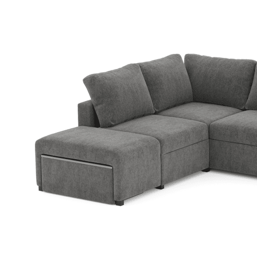 Sofá de canto ELTONEL com cama reversível 3 lugares cinza escuro