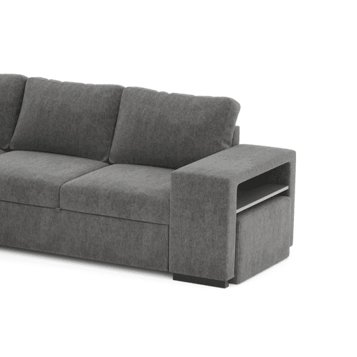 Sofá de canto ELTONEL com cama reversível 3 lugares cinza escuro