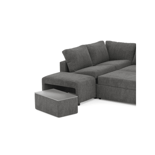 Sofá de canto ELTONEL com cama reversível 3 lugares cinza escuro