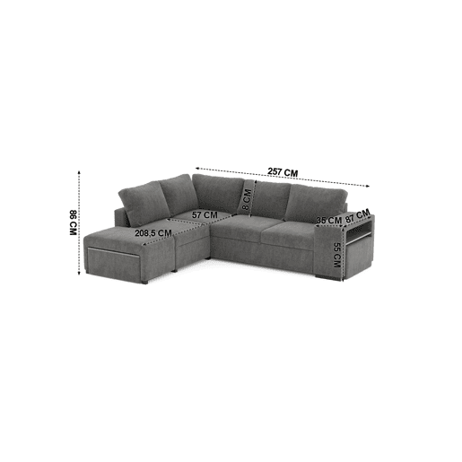 Sofá de canto ELTONEL com cama reversível 3 lugares cinza escuro