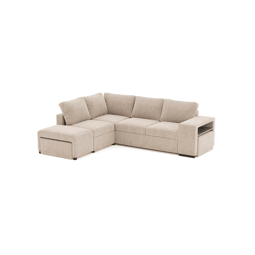 Sofá de canto ELTONEL com cama reversível 3 lugares camelo