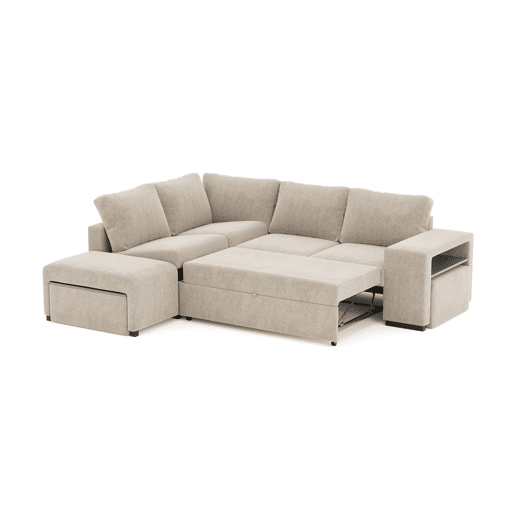 Sofá de canto ELTONEL com cama reversível 3 lugares camelo